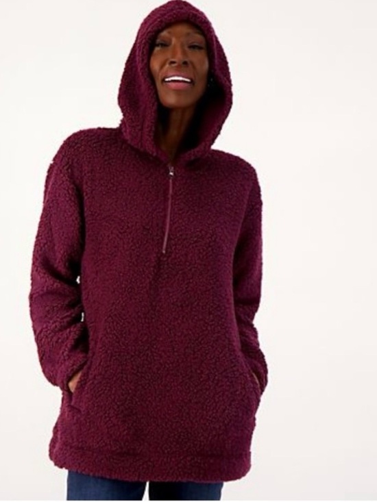 Koolaburra Tops - EUC Koolaburra Ugg XL Purple/Maroon Sherpa 1/4 1/4 Zip Hooded Pullover Jacket